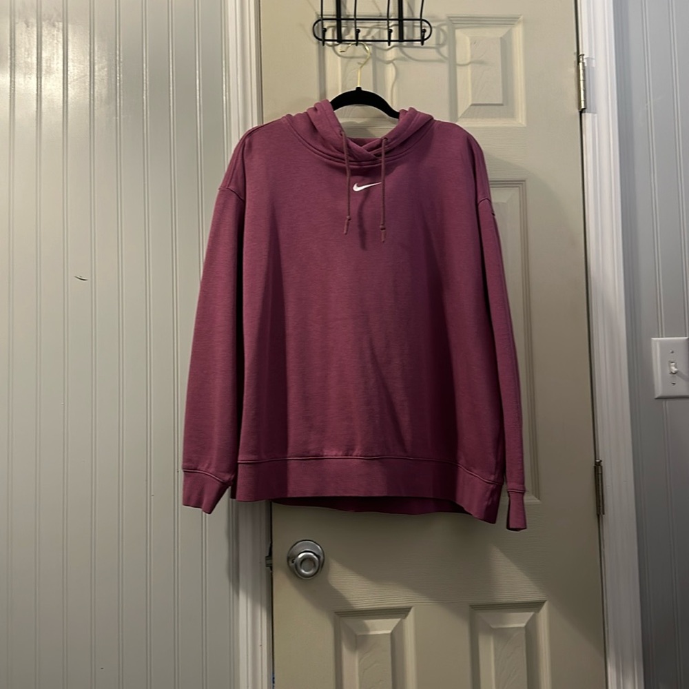 EUC NIKE woman’s hooded sweatshirt. Sz 1X dusty pink. Middle swoosh